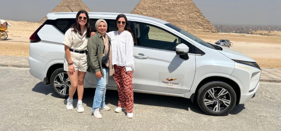 tourists at the Pyramids of Giza