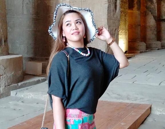 tourist at Dendera temple