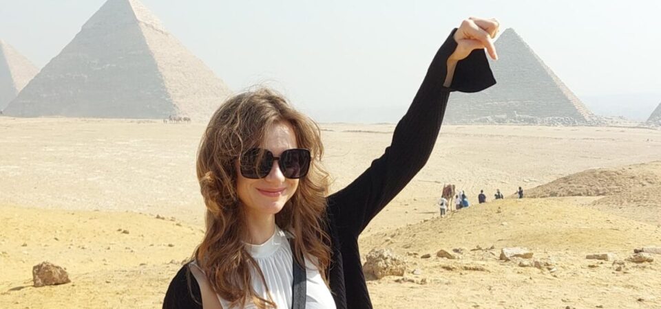 tourist at the pyramuids of giza