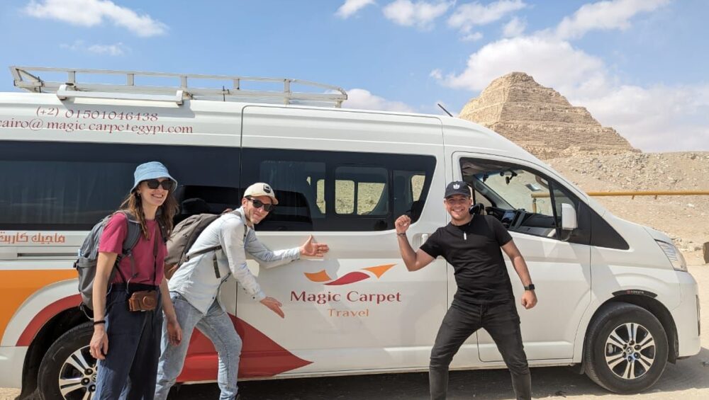 tourists at Saqqara step pyramid
