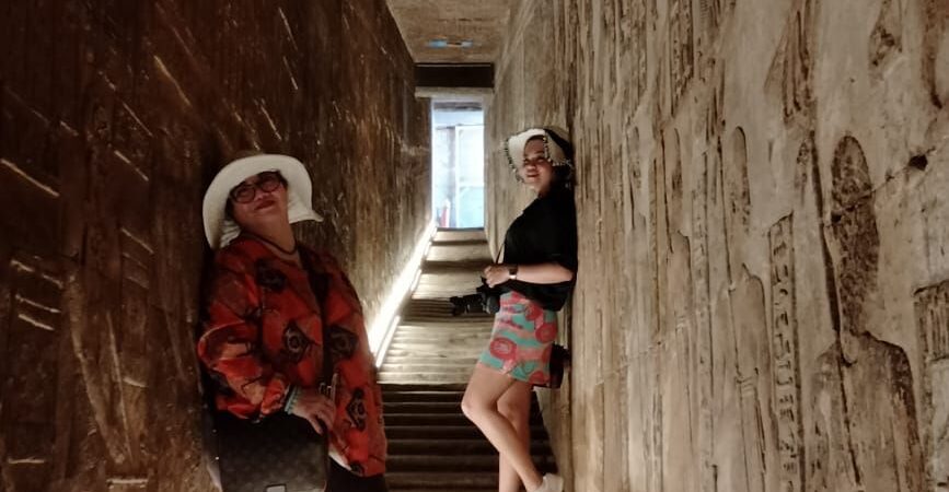 tourists at Dendera Temple