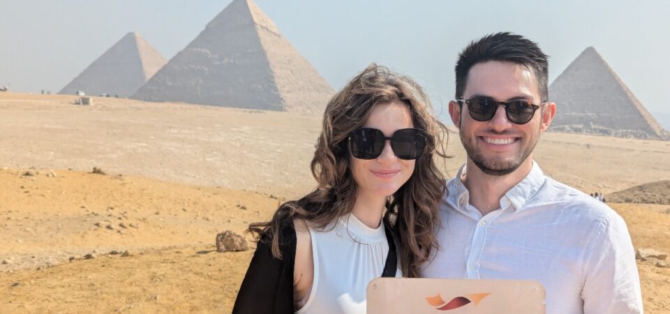 tourists at the Pyramids of Giza