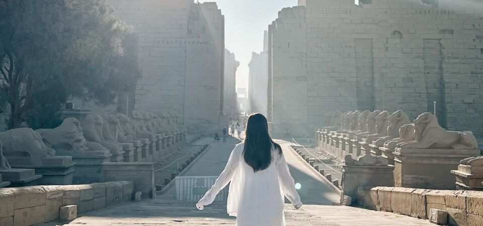 tourist at the Karnak temple