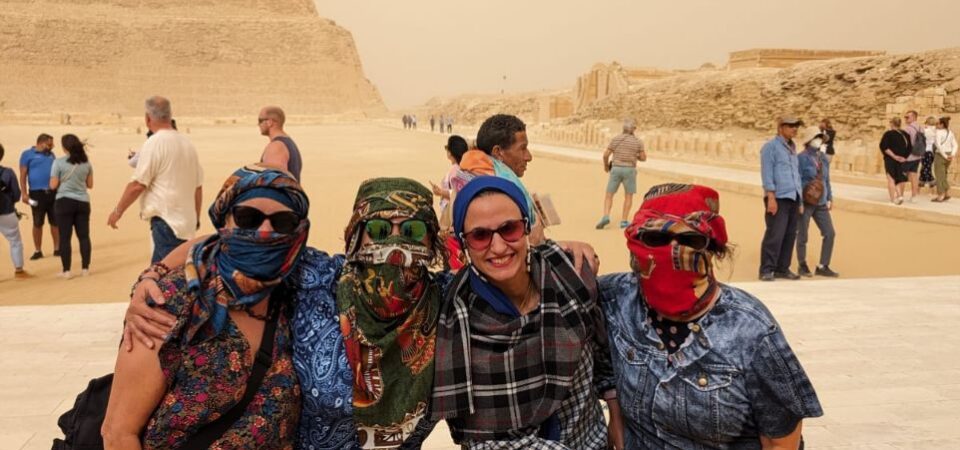 tourists at Saqqara Step Pyramid